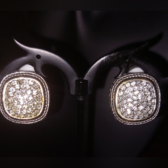 Elegant Pave Crystal Clip Earrings - Picture 1 of 5